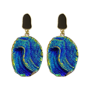 克莱因蓝耳钉2025年新款潮耳环女高级感轻奢小众韩国网红气质耳饰