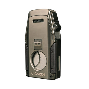 多功能一体雪茄专用金属打火机双火力防风剪钳打孔器背后架托配件