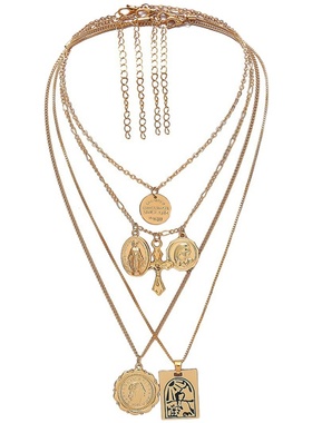 欧美ins复古双层锁骨链