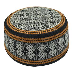 礼拜帽男士回民帽子平顶圆边回族新款橘白色表演帽回回沙特平顶帽