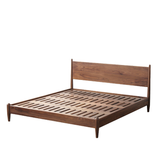 北欧樱桃木实木床1.2米1.35m1.5黑胡桃1.8双人2x2大床美式轻奢全