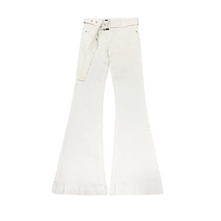 李李服饰白色低腰腰带微喇牛仔裤女25冬季新款高级显瘦百搭喇叭裤