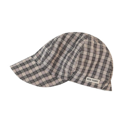 婴儿遮阳帽大檐纯棉格子薄款防晒防紫外线男女宝宝儿童报童帽夏季