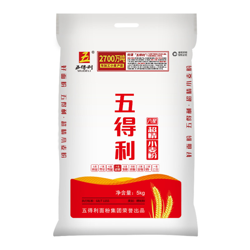 五得利六星超精5kg小麦粉