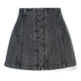 lefame拉飞姆时尚维多利亚宫廷风牛仔半裙短裙女