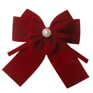 红色蝴蝶结头饰新娘结婚敬酒服新中式发夹女2024新款订婚旗袍发饰