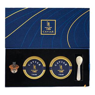 卡露伽7年鲟鱼子酱双罐礼盒10g*2罐西伯利亚鲟鱼籽酱高端戛纳晚宴