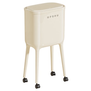 垃圾桶家用厨房专用免弯腰大容量带盖高教带轮按压开盖垃圾筒轻奢