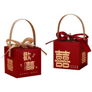 结婚喜糖盒子2024新款手提婚礼喜糖袋订婚糖果礼盒包装盒纸盒空盒