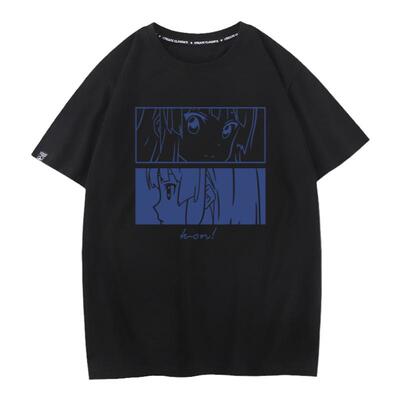 K-ON蓝白碗秋山澪平泽唯动漫周边短袖二次元痛衣轻音少女T恤男女