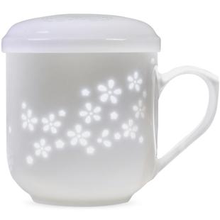 景德镇茶杯陶瓷茶水分离办公室玲珑杯高档过滤杯白瓷杯子泡茶杯