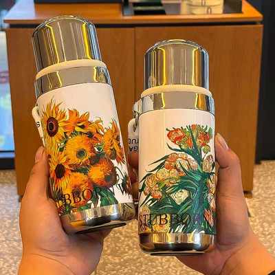 夏日花园系列轻奢316保温杯儿童茶水分离不锈钢便携式商务简约