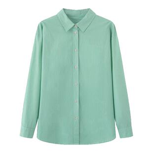 画风drawwind2026春季新款气质长袖衬衫女宽松小个子撞色条纹衬衣