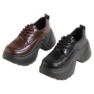 星期六真皮学院乐福鞋厚底增高休闲女2025秋新款8cm粗跟jk小皮鞋