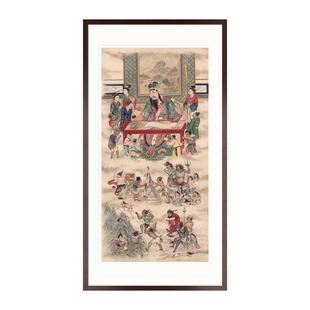 工笔人物画水陆画十殿阎王七殿泰山王佛堂法事供奉中式卷轴挂画框