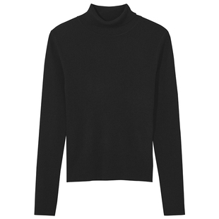 热风女士打底衫针织上衣2025年冬季新款高领打底针织衫修身显瘦