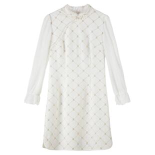 固执春季新款中国风长袖短款改良旗袍连衣裙10831QP07909