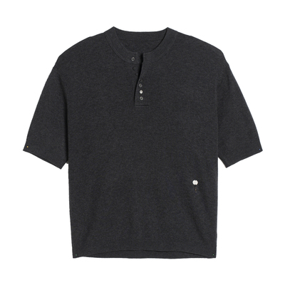 春夏新品圆领半开衫薄款针织半袖T恤亲肤透气个性潮牌体恤衫男士