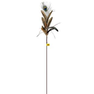 田田猫超长杆孔雀羽毛铃铛逗猫棒猫咪自嗨解闷神器耐咬幼猫猫玩具