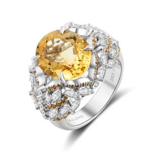 CIGALONG龙梓嘉山海天然黄水晶戒指新中式珠宝新年情人节礼物