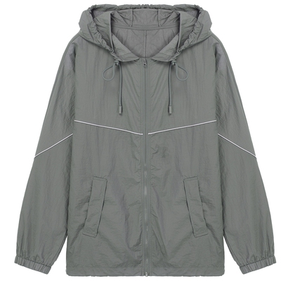 布景短款外套女夏季新品简约运动风拼接设计感连帽薄款上衣0513