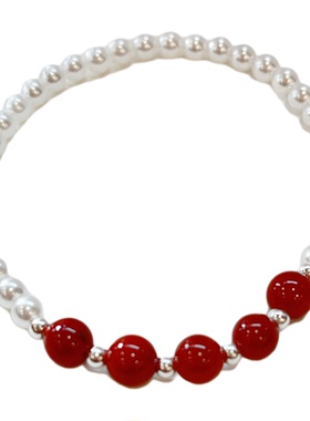 雅聿天然满肉南红珍珠手链