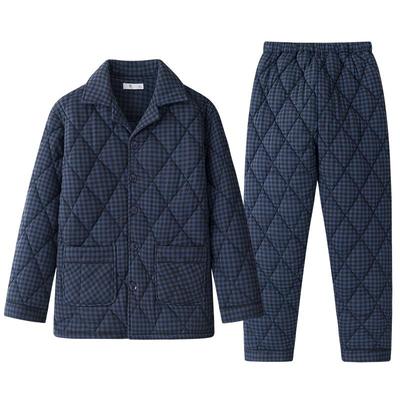 男士睡衣秋冬款纯棉加厚保暖大码