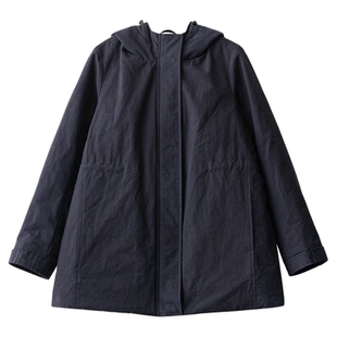 梭家｜右手世界｜匈牙利进口95白鹅绒 钢蓝匹马棉连帽女羽绒服