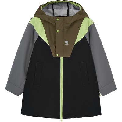 [三三同款]woobaby儿童抗静电夹克25秋冬无氟防水透湿中长款外套