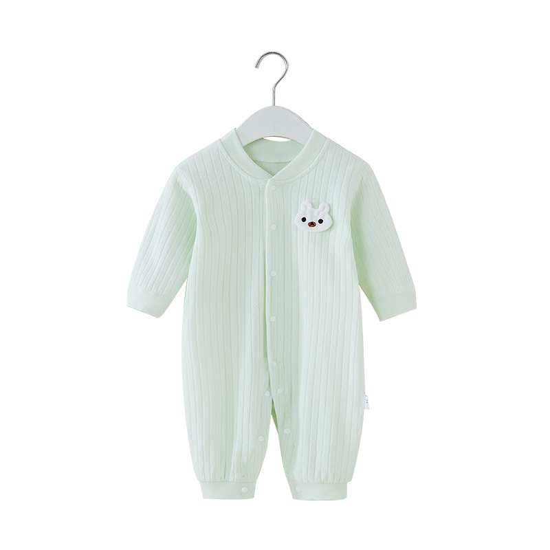 婴儿春秋连体衣纯棉新生儿哈衣内衣男女宝宝长袖无骨爬服护肚睡衣