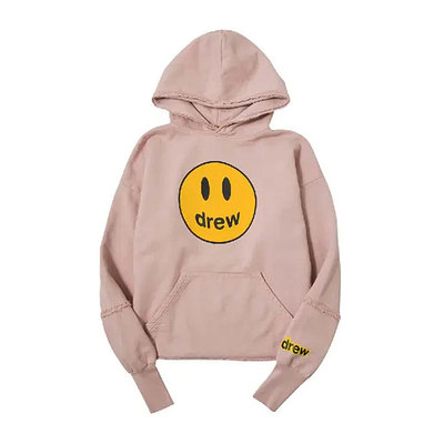 drewhouse笑脸连帽拼接拉绒卫衣