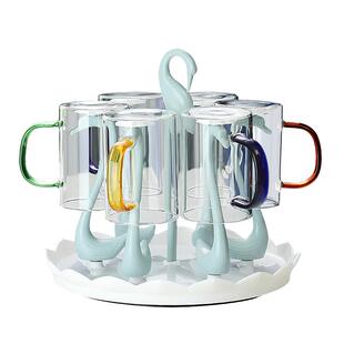 梵师 玻璃水杯茶杯耐热玻璃杯子杯架客厅早餐杯家用水壶水杯套装