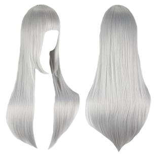 K 栉名安娜 银白色 70CM平刘海长发 cosplay动漫假发包邮
