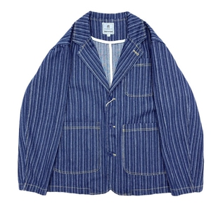 宽松休闲西装男便服单西日系复古牛仔条纹西服oversize山系女外套