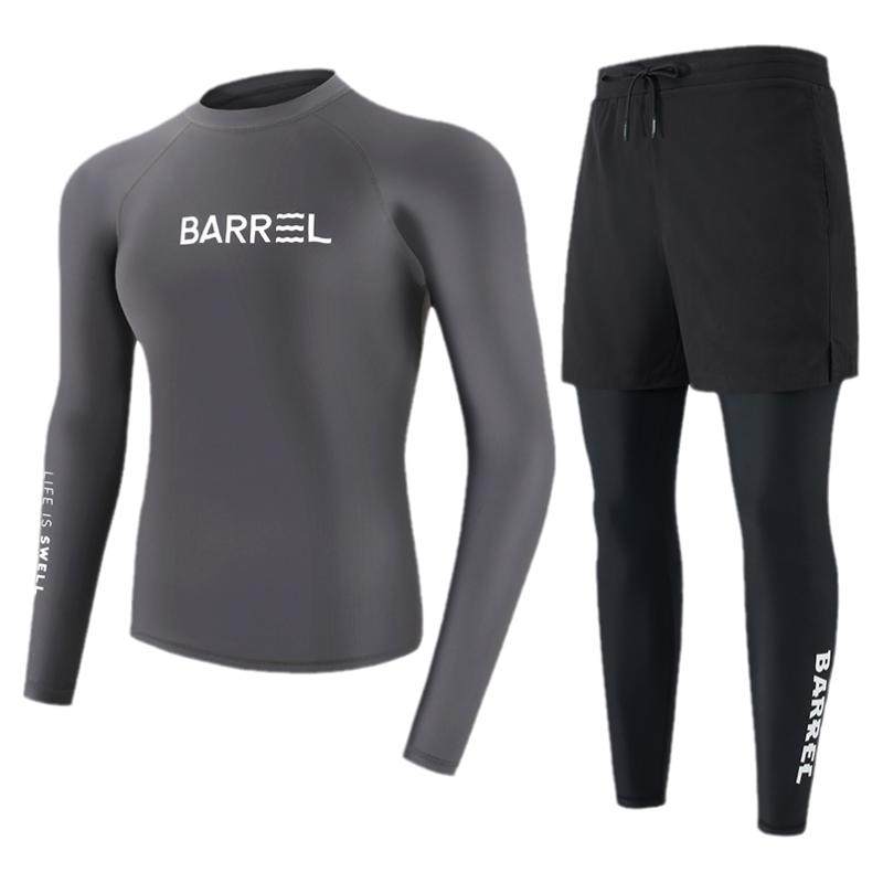 韩国新款全身防晒泳衣显瘦浮潜衣男士泡温泉长袖速干水母衣冲浪服