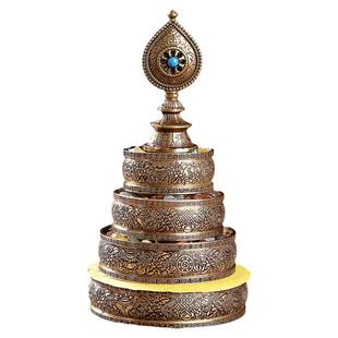 黄铜藏式供曼扎盘修盘仿尼泊尔曼达盘八吉祥居家供奉曼茶罗盘摆件