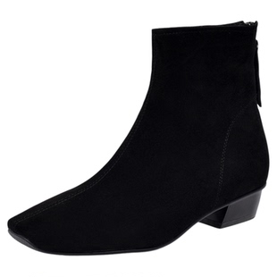 宽胖脚肥大码女鞋41-43特诺2025冬季新款羊绒方头时装短靴25-633