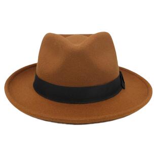 稍大头围春秋冬男女毛呢巴拿马帽英伦欧美蝴蝶结宽檐翘边大礼帽子