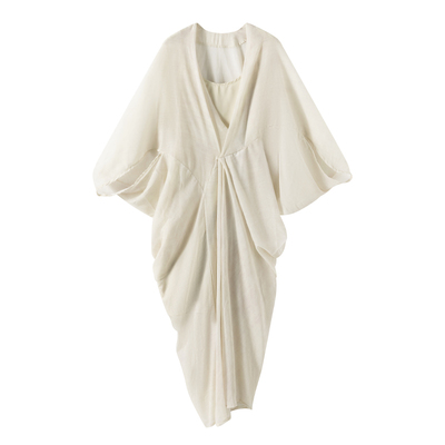 现货拍照绝美清冷新中式苎麻长裙