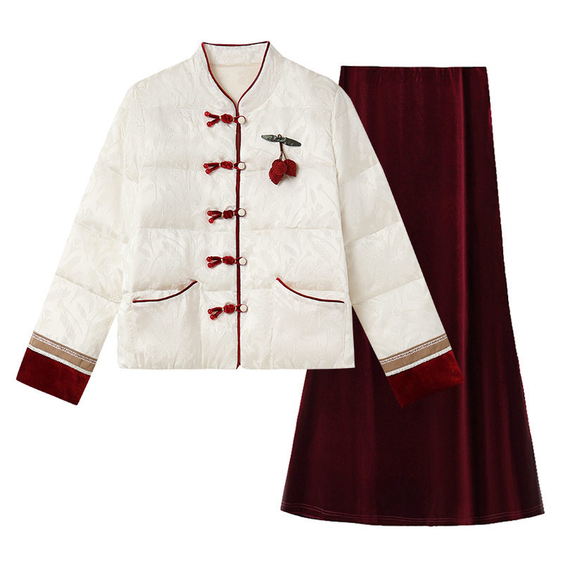 新中式盘扣撞色羽绒服外套