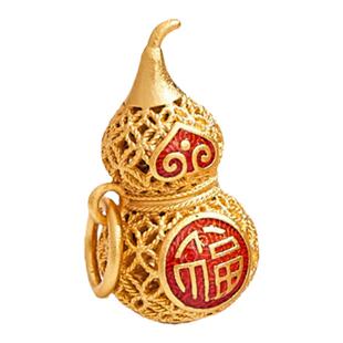 古法沙金掐丝葫芦福禄连连镂空吊坠diy手链手串手工编织配件配珠