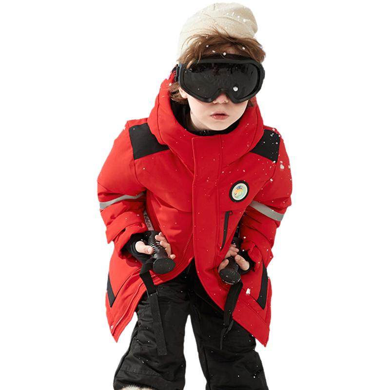巴拉巴拉男童羽绒服大童加厚红色滑雪外套儿童防水冬装新款童装潮
