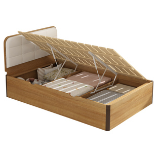 侧开气压无床头床箱体储物床实木软靠床小户型高箱收纳床可定制