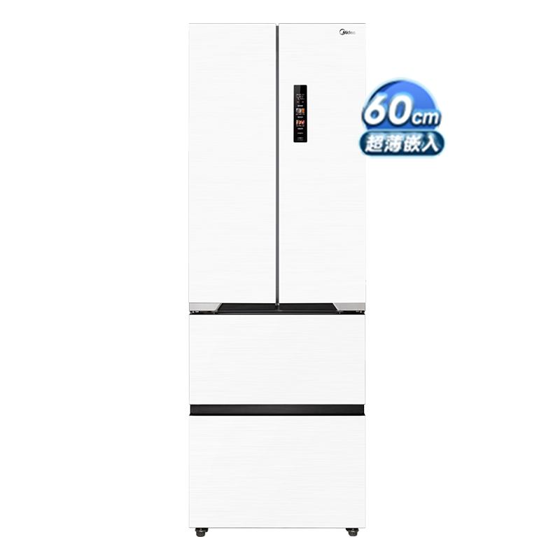 美的60cm厚度超薄冰箱421法式多门零嵌入式电冰箱家用风冷无霜