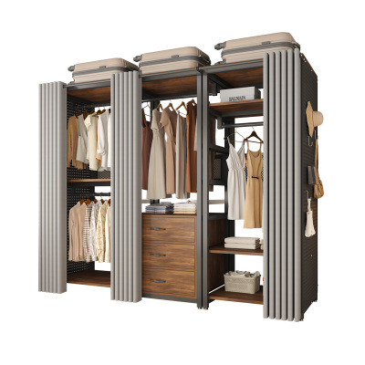 衣帽架落地卧室家用开放式组合衣柜简易收纳挂衣架金属衣帽间架子