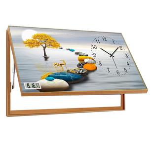 万年历电子钟表电表箱上翻挂钟客厅家用现代轻奢餐厅遮挡箱装饰画