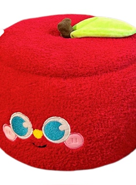 原创可爱毛绒苹果收纳凳