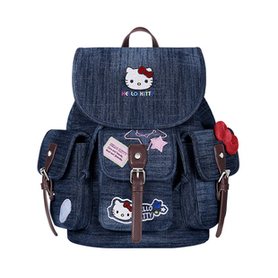helloKitty联名牛仔背包女生三丽鸥学生书包大容量秋游旅行双肩包