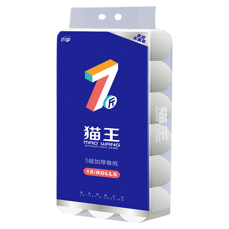 猫王7斤18卷加厚原木卷纸