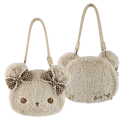 【现货】绵羊泡芙毛绒小熊饼lolita包可爱单肩包双肩托特大头包